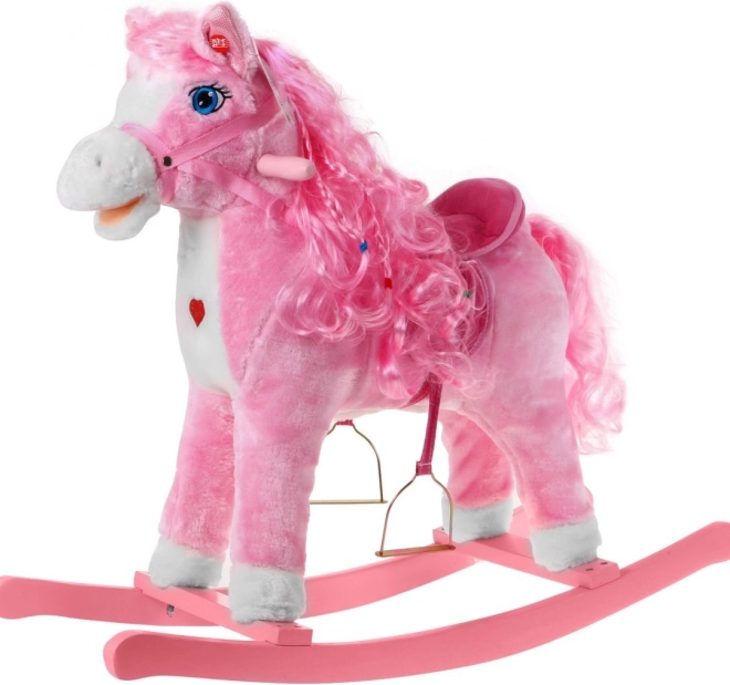 Cavallo a dondolo interattivo rosa per bambine