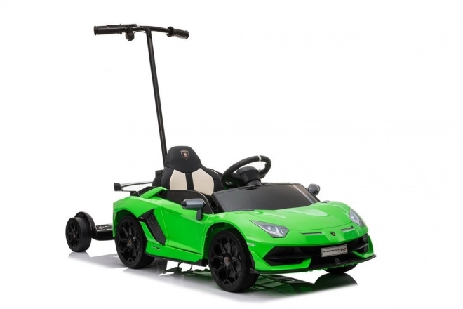 Auto elettrica per bambini Lamborghini Aventador verde con piattaforma