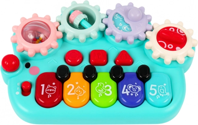Pianoforte blu interattivo per bambini con ingranaggi