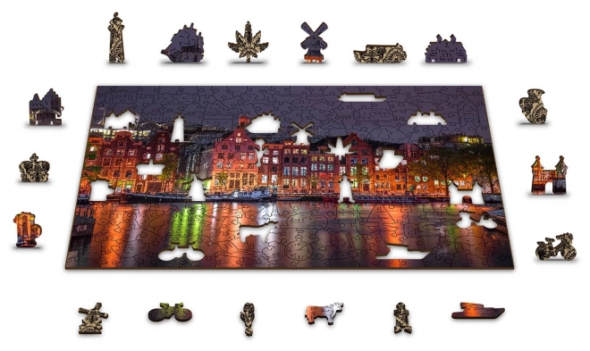 Puzzle in legno Notte ad Amsterdam 2 in 1