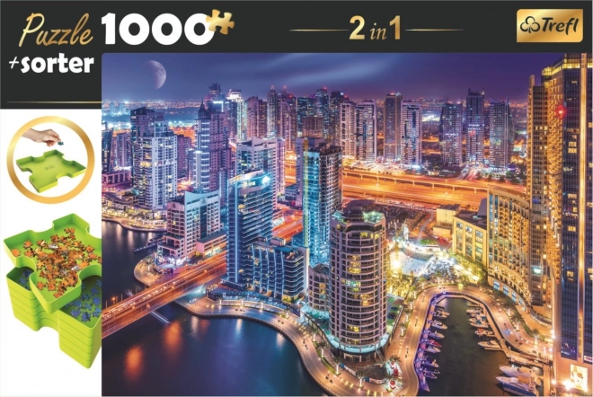 Puzzle TREFL Notte a Dubai - Con Separatore 2 in 1 - 1000 Pezzi