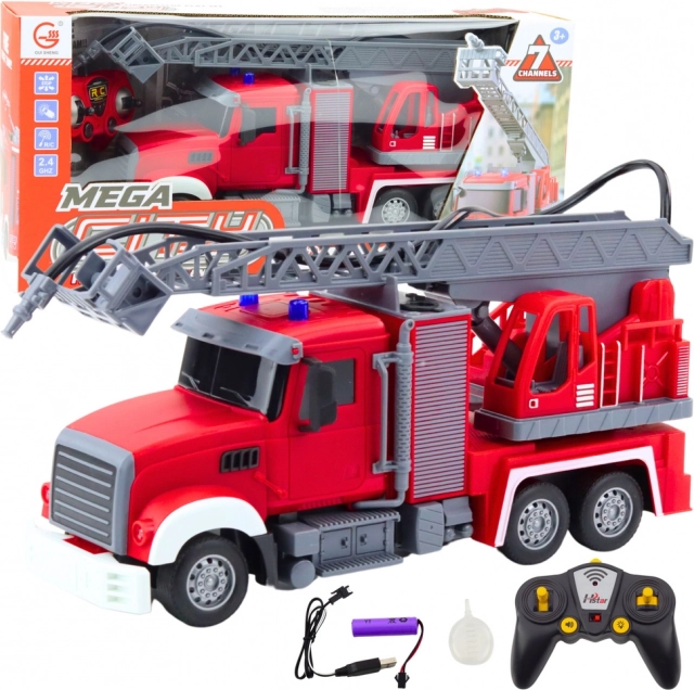 Camion dei pompieri telecomandato con braccio estendibile e funzione di spruzzo d'acqua 1:24