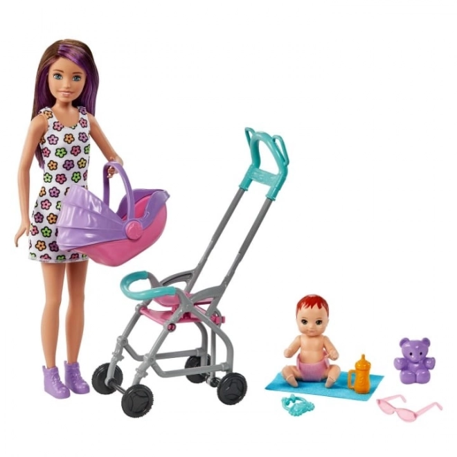Bambola Barbie Babysitter Skipper Carrozzina + set per neonati