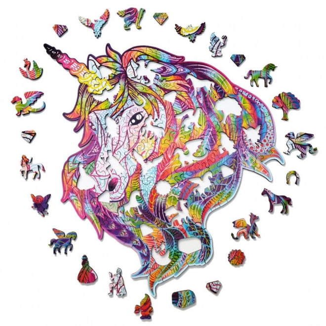 Puzzle in legno unicorno arcobaleno