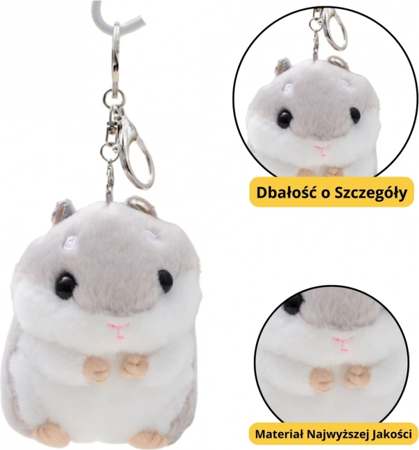 Portachiavi Criceto Peluche Grigio 10 cm