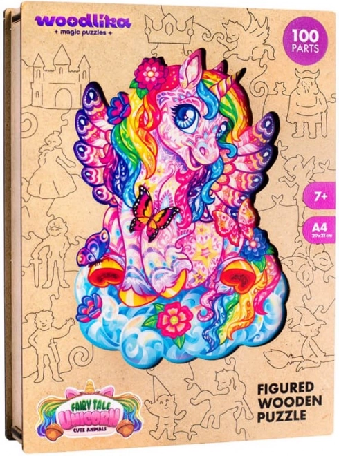 Puzzle in legno colorato - Unicorno fiabesco