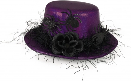 Mini cappellino Viola con fiore nero e ragnetti