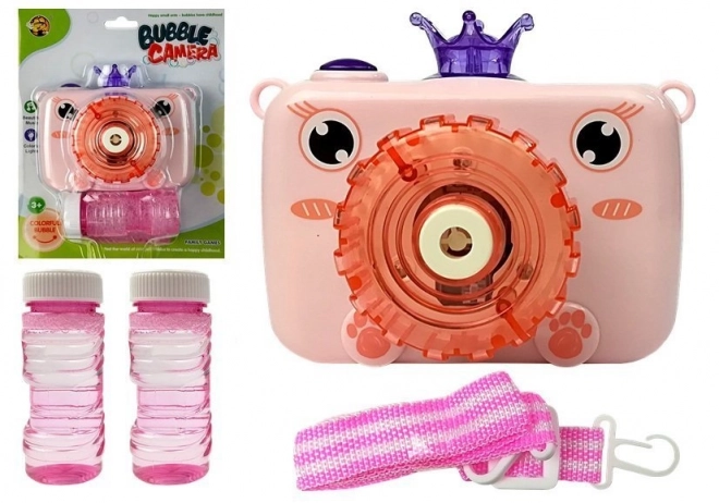 Fotocamera giocattolo bolle di sapone rosa