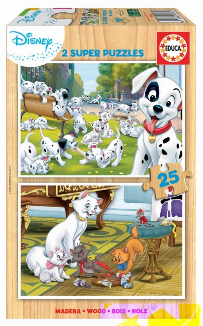 Puzzle in legno 101 Dalmata e Gli Aristogatti 2x25 pezzi