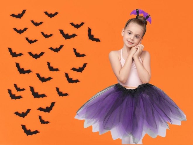 Costume di Halloween con Gonna e Fascia Pipistrello in Nero e Viola