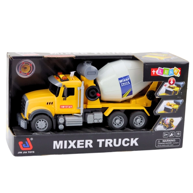Camion giallo con betoniera con luci e suoni