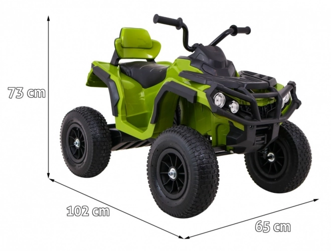Quadriciclo ATV per bambini a batteria Air Quad Verde + ruote gonfiabili + radio MP3 + avvio lento
