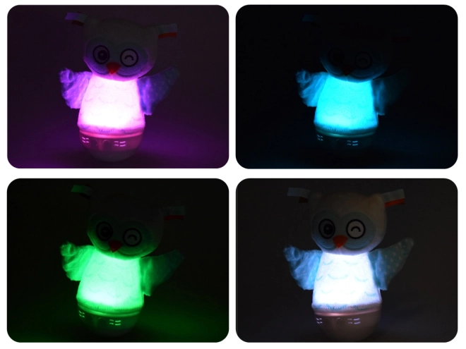 Lampada notturna a forma di gufo cambia colore con carillon per bambini