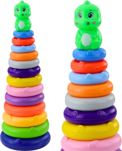 Torre colorata con dinosauri e 13 anelli