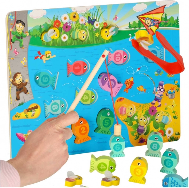 Gioco in legno magnetico pesciolini e apine montessori 3 in 1