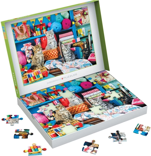 Puzzle EUROGRAPHICS Connecting Pieces Lavoro a maglia felino 48 pezzi