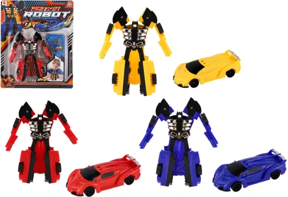 Robot Transformer/auto in plastica 14 cm in tre colori
