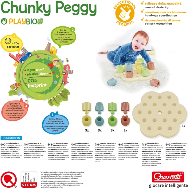 PlayBio - Costruzioni colorate Chunky Peggy per lo sviluppo dei bambini