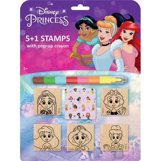 Set timbri Disney Principesse con pastello a cera