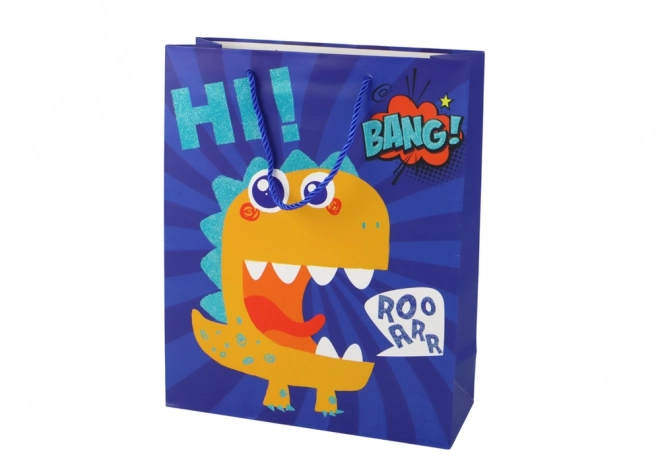 Borsa regalo in carta blu dinosauro