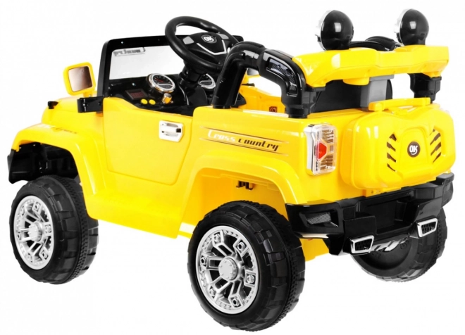 JJ auto fuoristrada a batteria per bambini giallo + Telecomando + Spazio di stoccaggio + Luci + Audio