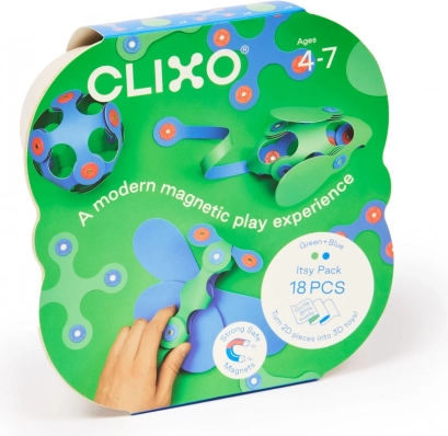 Clixo Itsy verde e blu - set magnetico flessibile 18 pezzi