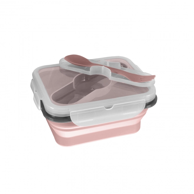 Scatola per Pranzo in Silicone con Posate Old Pink