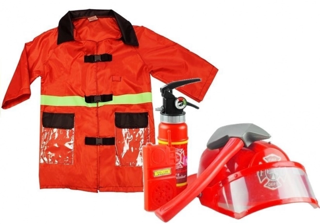 Costume da pompiere per bambini con casco e accessori rosso