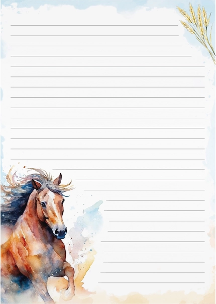 Carta da lettere con motivo di cavallo - set colorato