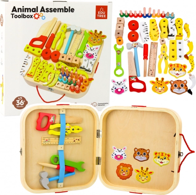 Set in legno per piccoli maestri - animali da assemblare in valigetta