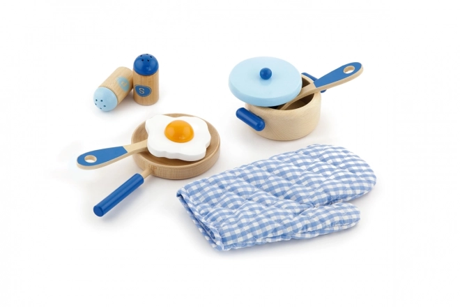 Set di stoviglie in legno - Blu