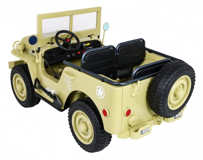 Auto militare retrò per bambini con trazione 4x4, posto per 3 e ruote EVA