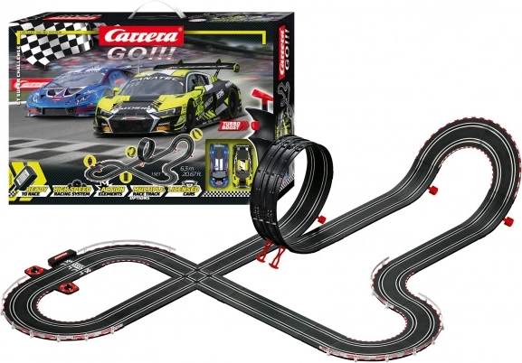 Pista elettrica Carrera GO GT super challenge 6,3 m con Audi R8 LMS GT3 e Lamborghini Huracán