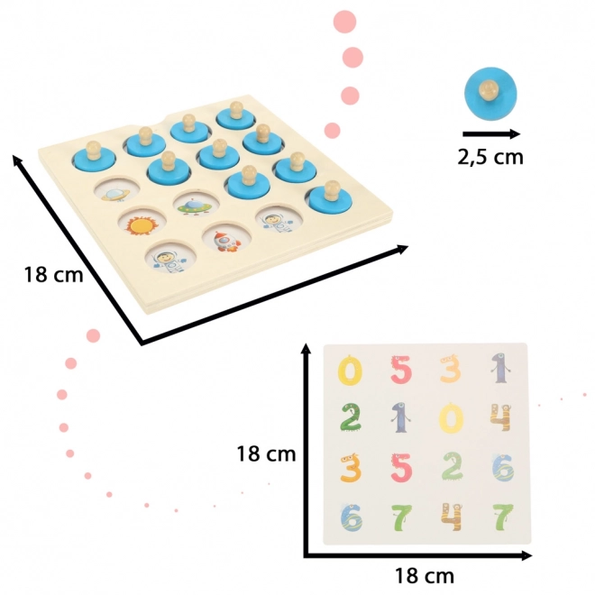 Gioco da tavolo memory in legno montessori con 4 carte