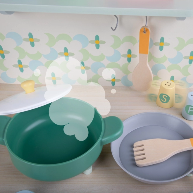 Cucina multifunzionale in legno XXL con lavatrice e accessori