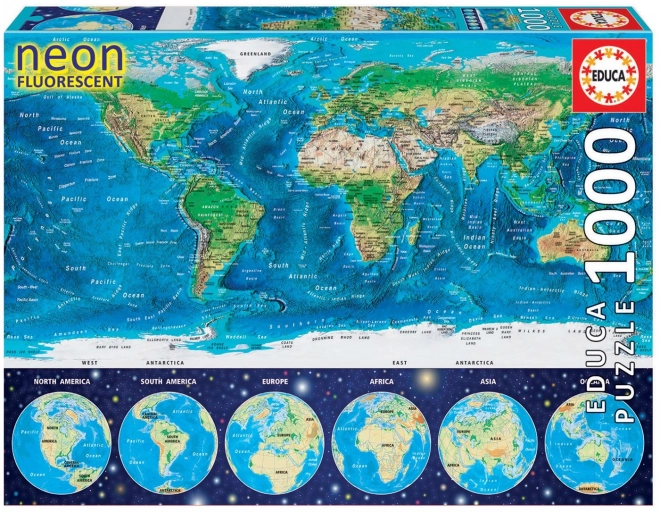 Puzzle Luminoso Mappa del Mondo 1000 Pezzi