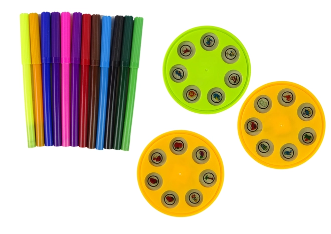 Set vivace di pennarelli e diapositive