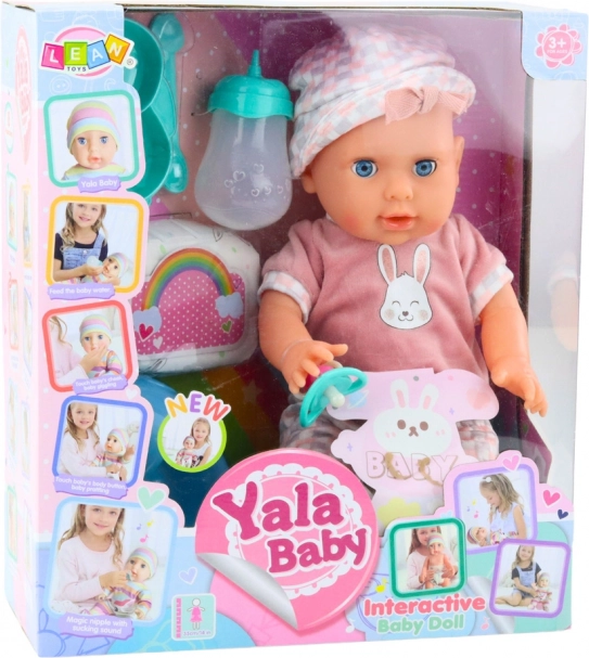Bambola Bebè Pipì Rosa con Accessori e Suoni 35 cm