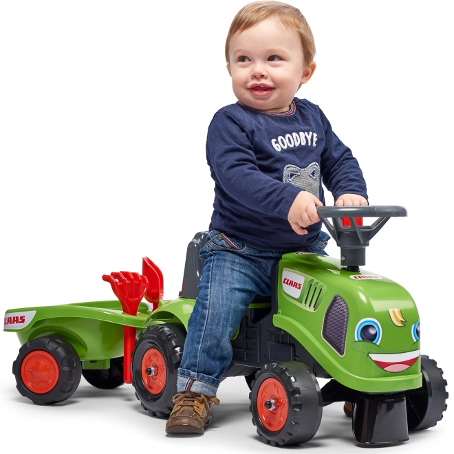 Odrážedlo Baby Claas con rimorchio e attrezzi
