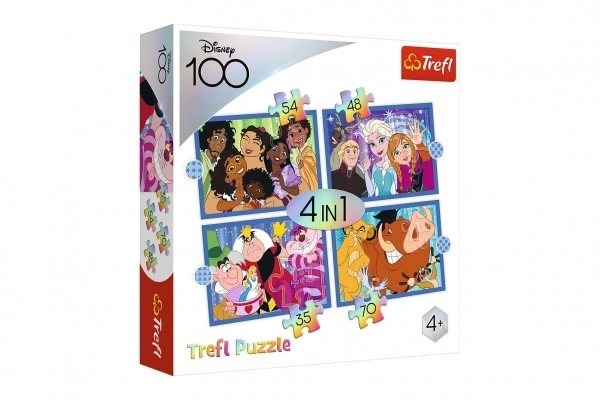 Puzzle Disney 100 anni: Il mondo allegro di Disney 4 in 1