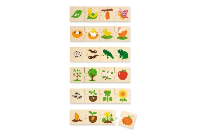 Puzzle in legno animali e piante crescenti
