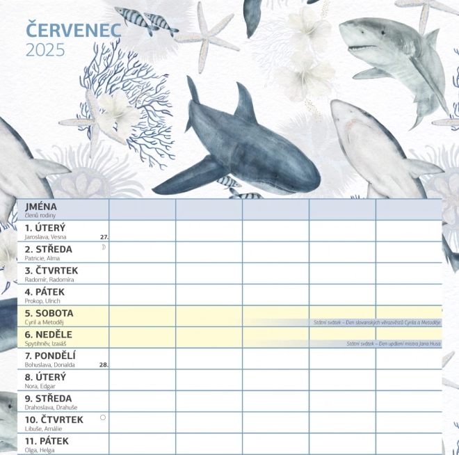 Calendario familiare da parete 2025 con pianificatore