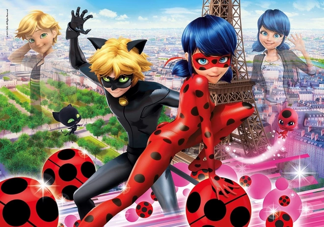 Puzzle CLEMENTONI Miraculous Ladybug e Cat Noir a Parigi 104 pezzi