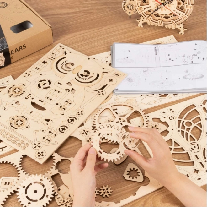 Puzzle 3D in legno Robotime Rokr Orologio da tavolo con timer Gufo 161 pezzi