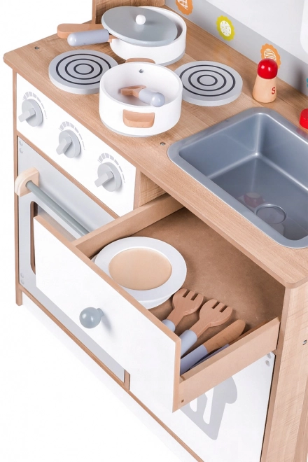 Cucina giocattolo in legno per bambini con accessori Ecotoys