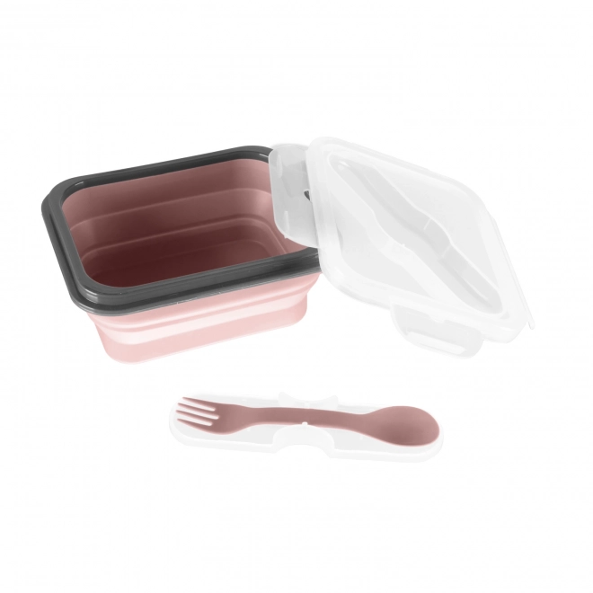 Scatola per Pranzo in Silicone con Posate Old Pink