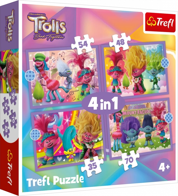 Puzzle Trolls Avventura a Colori 4 in 1