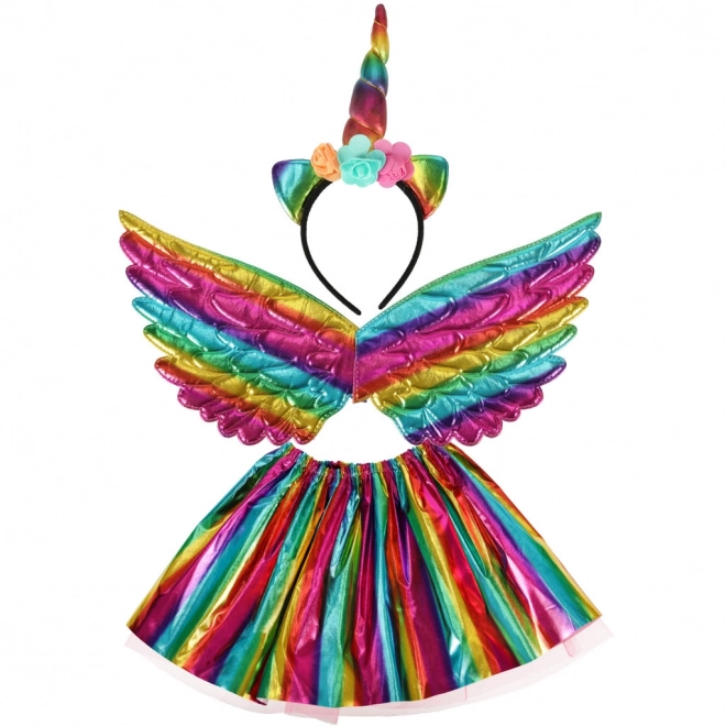 Costume da unicorno multicolore con gonna e fascia