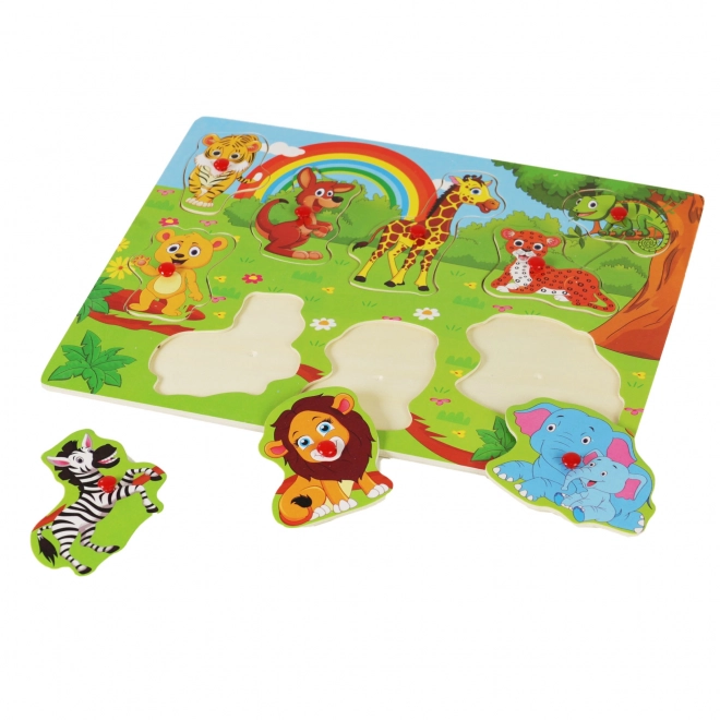 Puzzle in legno con animali dello zoo