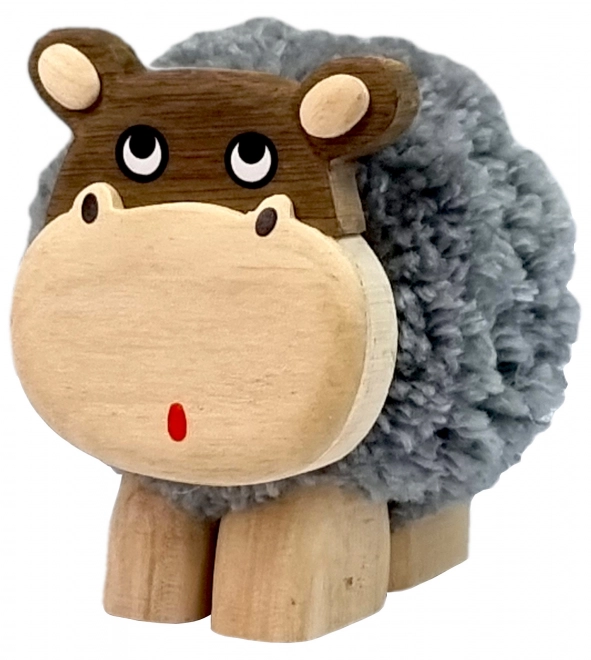 Figura decorativa di legno XL ippopotamo pompon